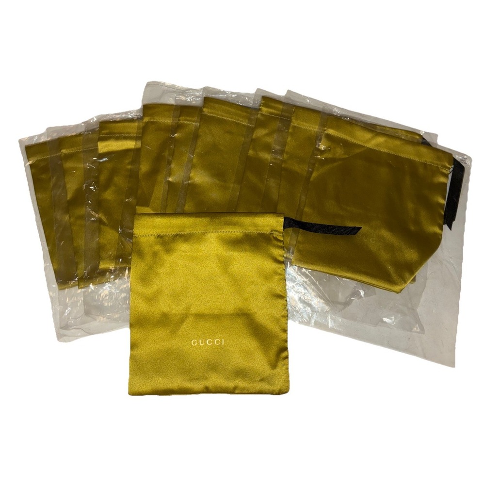 Gucci‎ Dust Bag Chartreuse Satin Jewelry Storage Travel 6.5x6" Lot Of 10 NEW